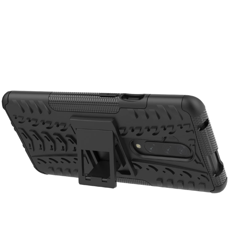 For OnePlus 7T Pro Tire Texture Shockproof TPU+PC Protective Case with Holder