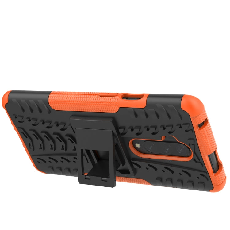 For OnePlus 7T Pro Tire Texture Shockproof TPU+PC Protective Case with Holder