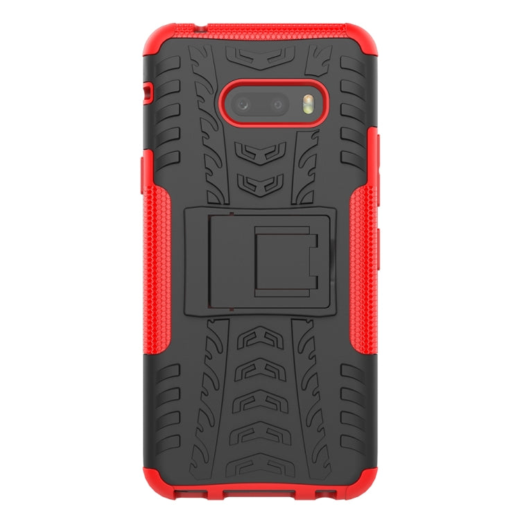 For LG V50S ThinQ 5G / G8X ThinQ Tire Texture Shockproof TPU+PC Protective Case with Holder