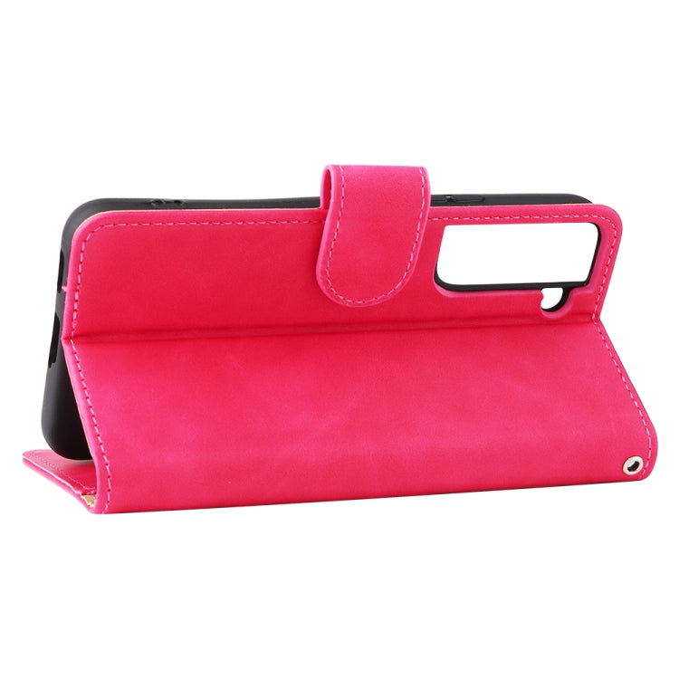 For Samsung Galaxy S22 5G Skin Feel Magnetic Buckle Calf Texture PU Phone Case