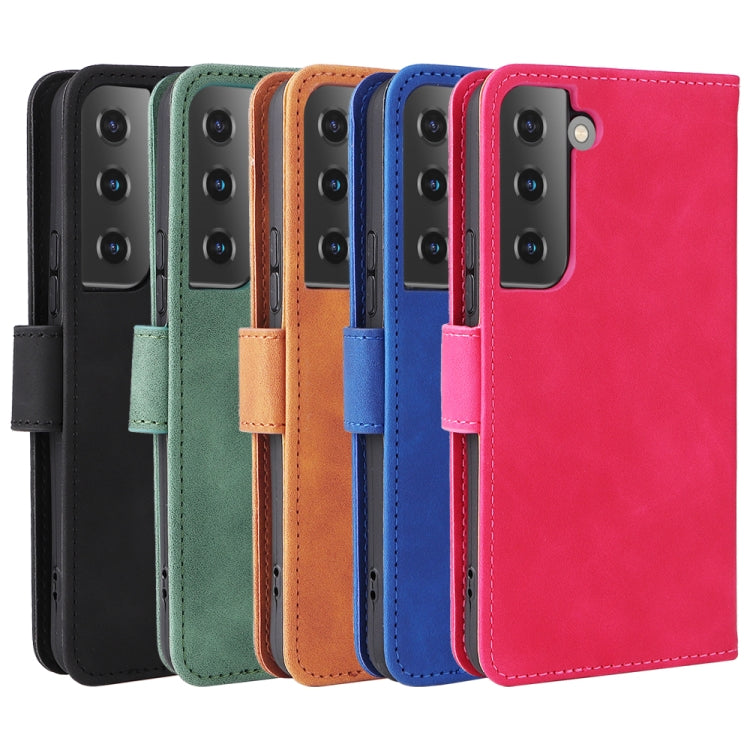 For Samsung Galaxy S22 5G Skin Feel Magnetic Buckle Calf Texture PU Phone Case