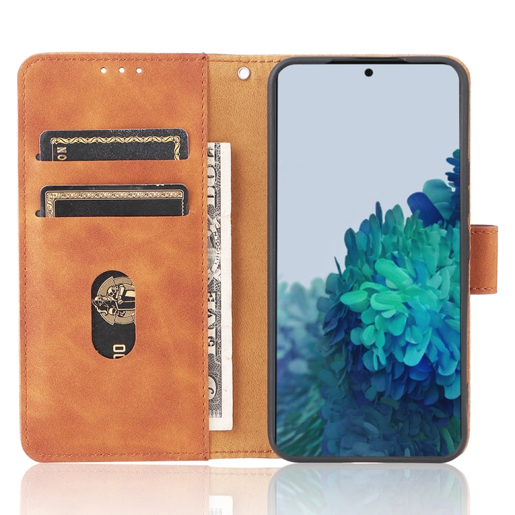 For Samsung Galaxy S22 5G Skin Feel Magnetic Buckle Calf Texture PU Phone Case