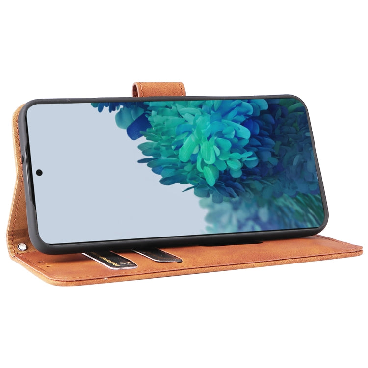 For Samsung Galaxy S22 5G Skin Feel Magnetic Buckle Calf Texture PU Phone Case