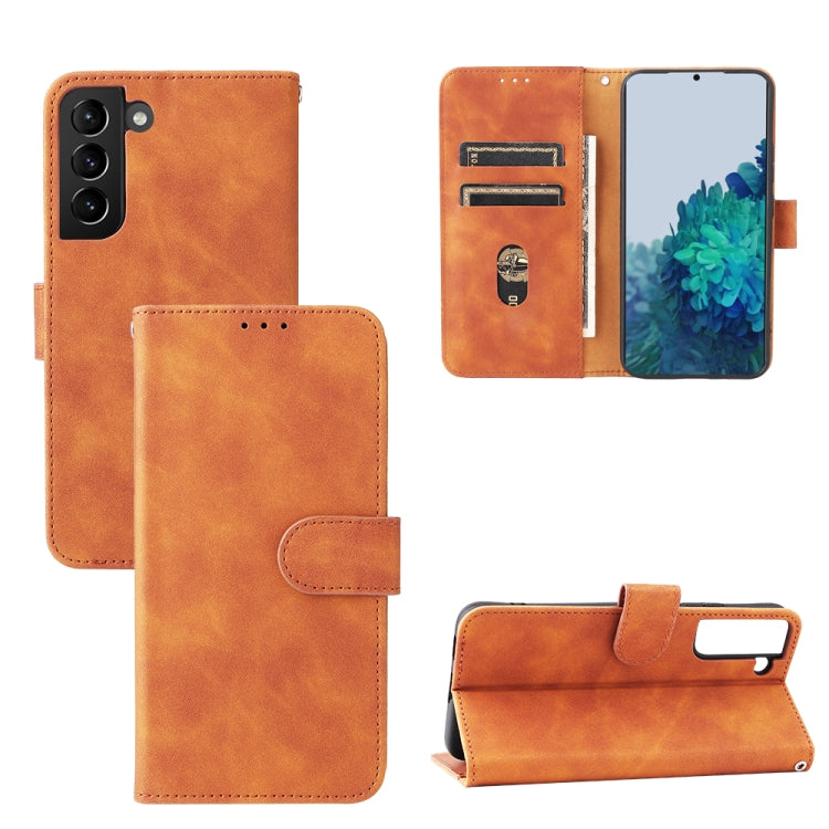 For Samsung Galaxy S22+ 5G Skin Feel Magnetic Buckle Calf Texture PU Phone Case