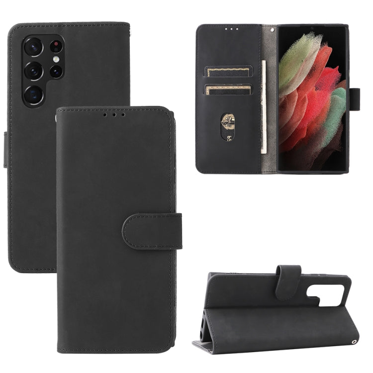 For Samsung Galaxy S22 Ultra 5G Skin Feel Magnetic Buckle Calf Texture PU Phone Case
