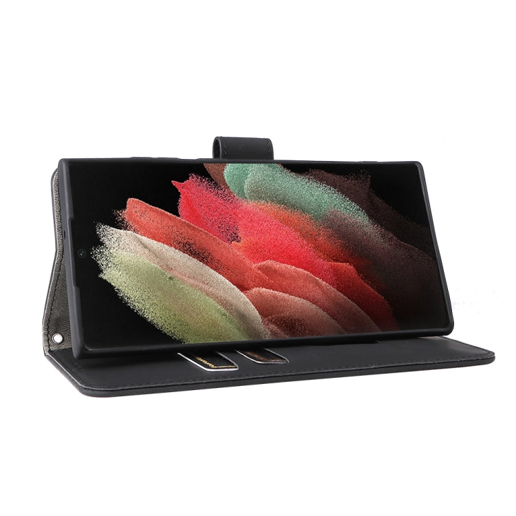 For Samsung Galaxy S22 Ultra 5G Skin Feel Magnetic Buckle Calf Texture PU Phone Case
