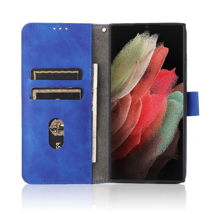 For Samsung Galaxy S22 Ultra 5G Skin Feel Magnetic Buckle Calf Texture PU Phone Case