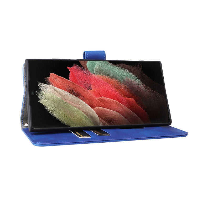 For Samsung Galaxy S22 Ultra 5G Skin Feel Magnetic Buckle Calf Texture PU Phone Case