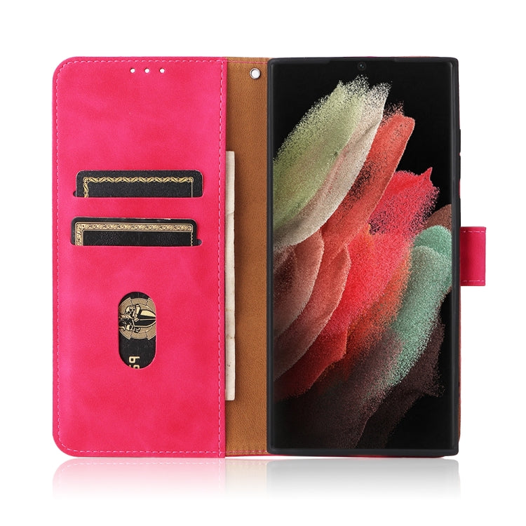 For Samsung Galaxy S22 Ultra 5G Skin Feel Magnetic Buckle Calf Texture PU Phone Case