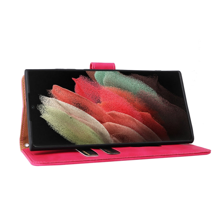 For Samsung Galaxy S22 Ultra 5G Skin Feel Magnetic Buckle Calf Texture PU Phone Case