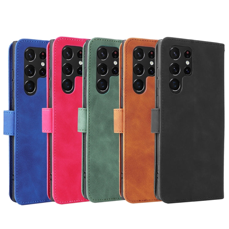 For Samsung Galaxy S22 Ultra 5G Skin Feel Magnetic Buckle Calf Texture PU Phone Case