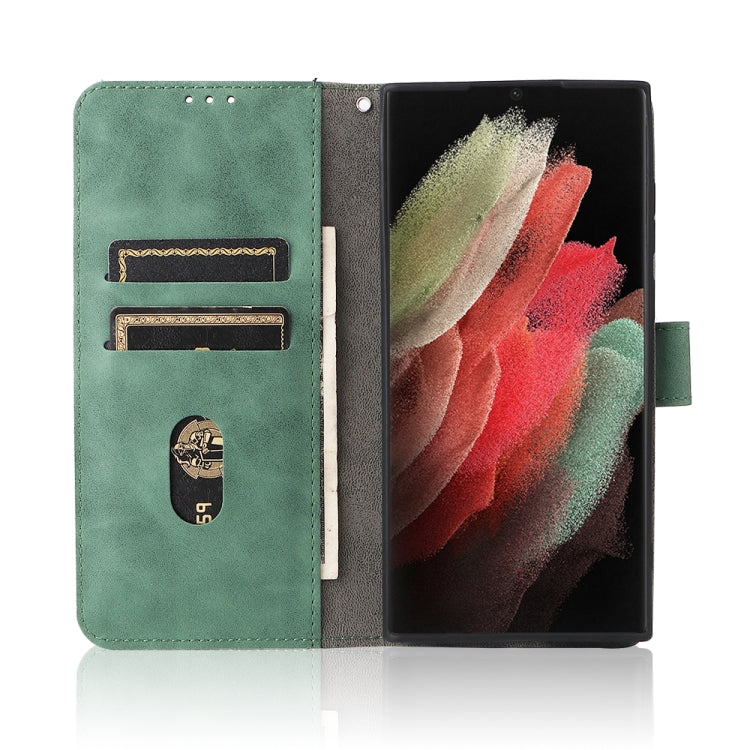 For Samsung Galaxy S22 Ultra 5G Skin Feel Magnetic Buckle Calf Texture PU Phone Case