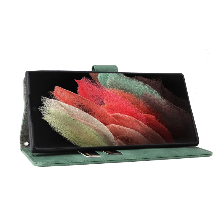 For Samsung Galaxy S22 Ultra 5G Skin Feel Magnetic Buckle Calf Texture PU Phone Case