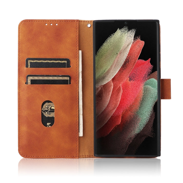 For Samsung Galaxy S22 Ultra 5G Skin Feel Magnetic Buckle Calf Texture PU Phone Case