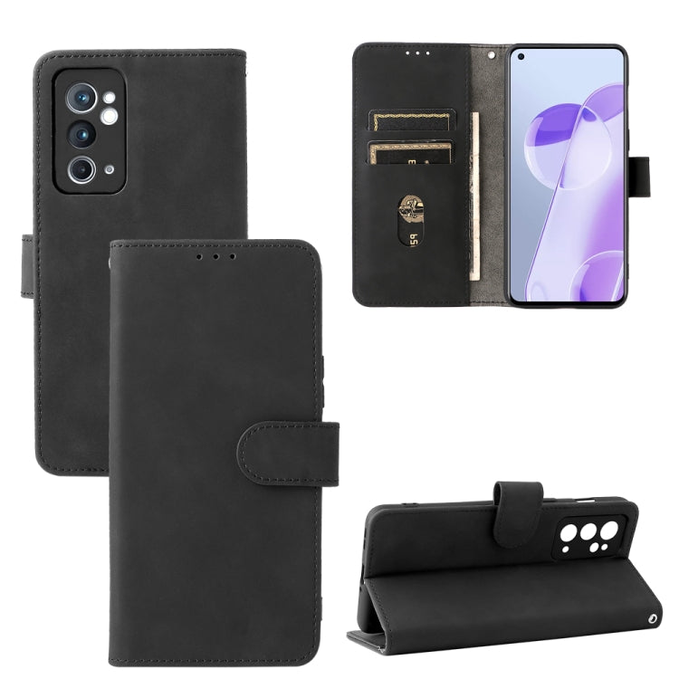 For OnePlus 9RT 5G Skin Feel Magnetic Buckle Calf Texture PU Phone Case