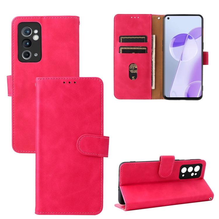 For OnePlus 9RT 5G Skin Feel Magnetic Buckle Calf Texture PU Phone Case