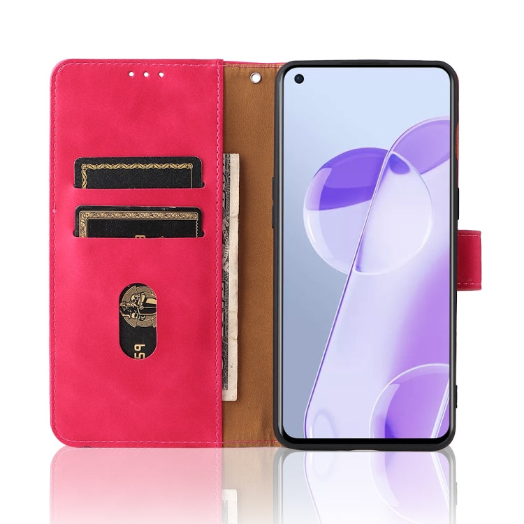 For OnePlus 9RT 5G Skin Feel Magnetic Buckle Calf Texture PU Phone Case