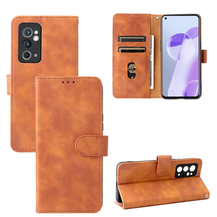 For OnePlus 9RT 5G Skin Feel Magnetic Buckle Calf Texture PU Phone Case