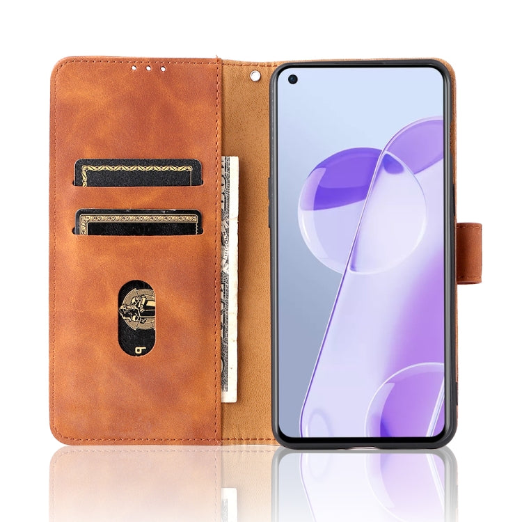 For OnePlus 9RT 5G Skin Feel Magnetic Buckle Calf Texture PU Phone Case