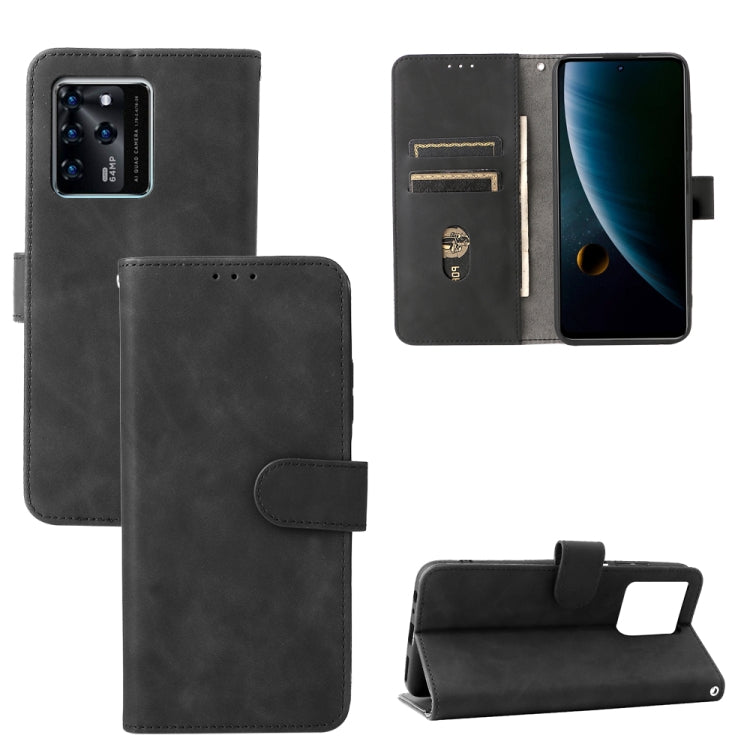 For ZTE Blade V30 Skin Feel Magnetic Buckle Calf Texture PU Phone Case