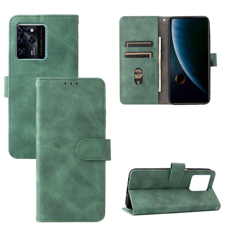 For ZTE Blade V30 Skin Feel Magnetic Buckle Calf Texture PU Phone Case
