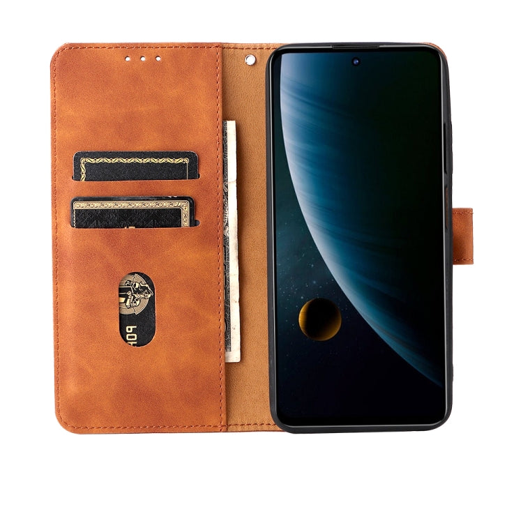 For ZTE Blade V30 Skin Feel Magnetic Buckle Calf Texture PU Phone Case