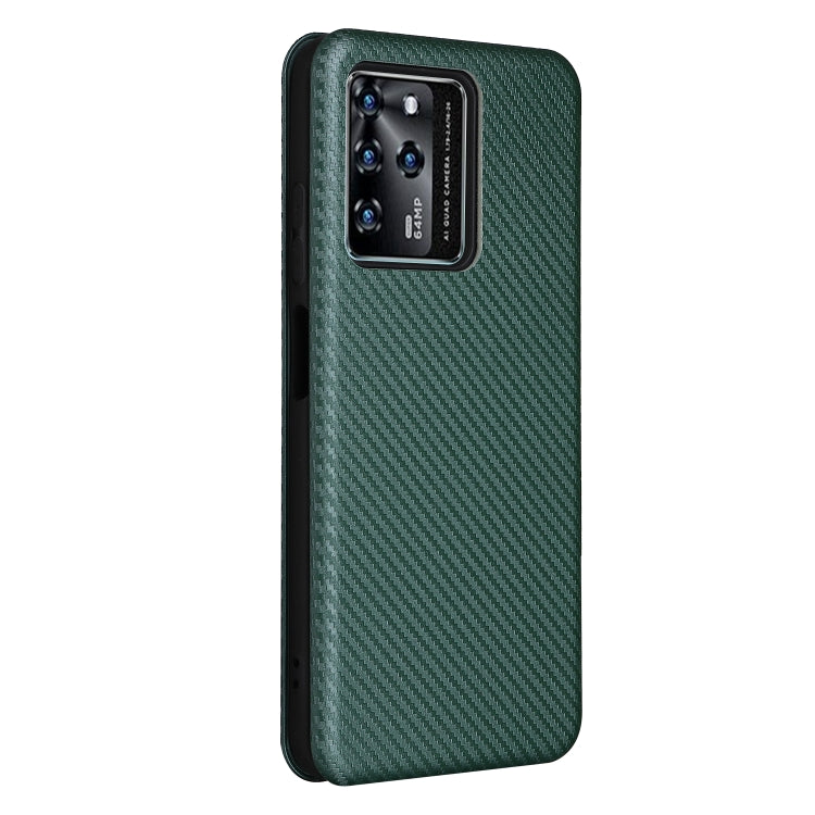 For ZTE Blade V30 Carbon Fiber Texture Horizontal Flip PU Phone Case