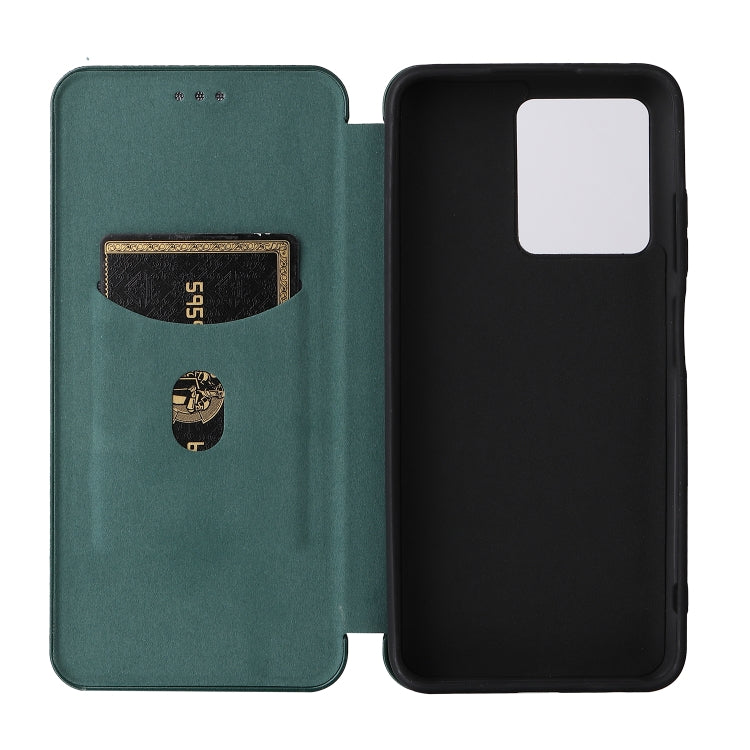For ZTE Blade V30 Carbon Fiber Texture Horizontal Flip PU Phone Case