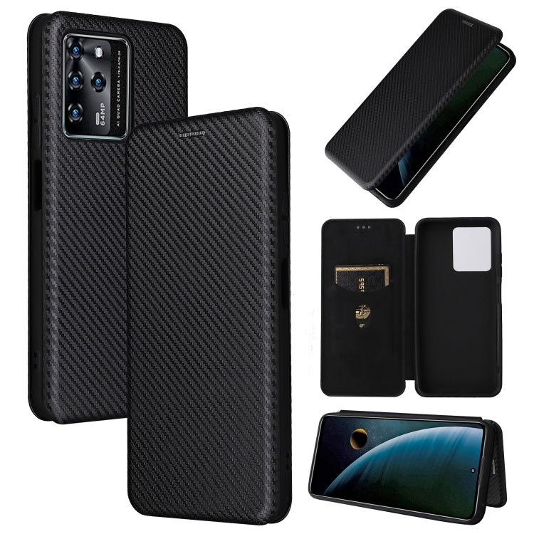 For ZTE Blade V30 Carbon Fiber Texture Horizontal Flip PU Phone Case