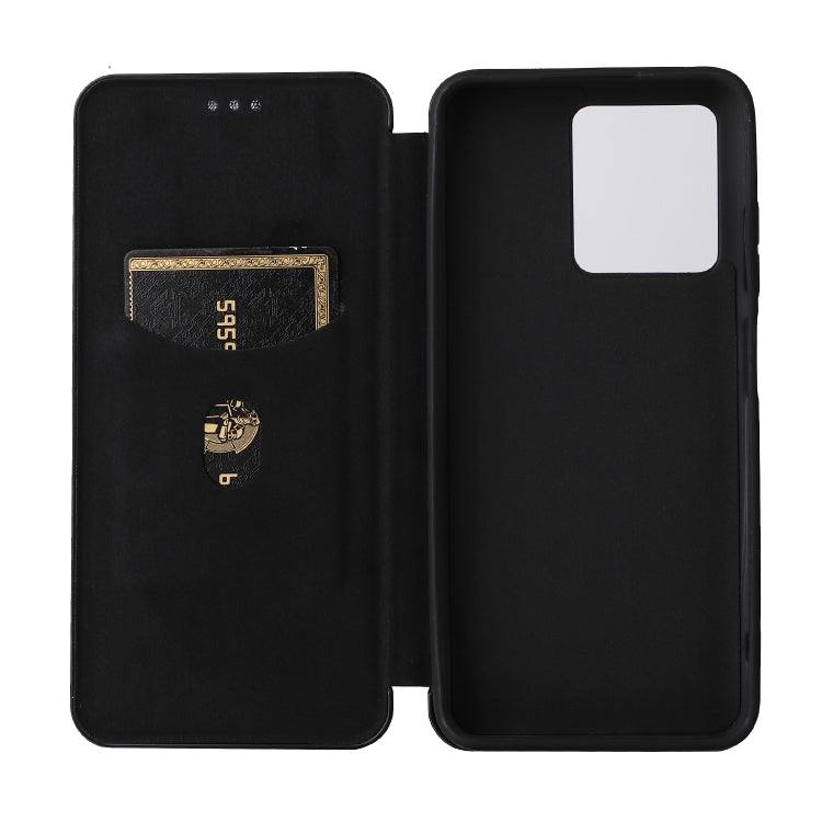 For ZTE Blade V30 Carbon Fiber Texture Horizontal Flip PU Phone Case