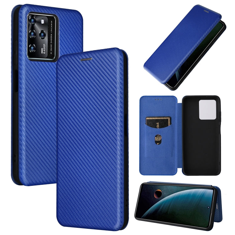 For ZTE Blade V30 Carbon Fiber Texture Horizontal Flip PU Phone Case