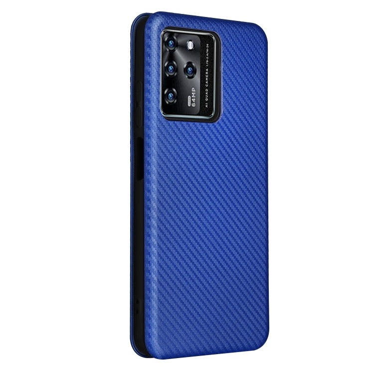 For ZTE Blade V30 Carbon Fiber Texture Horizontal Flip PU Phone Case