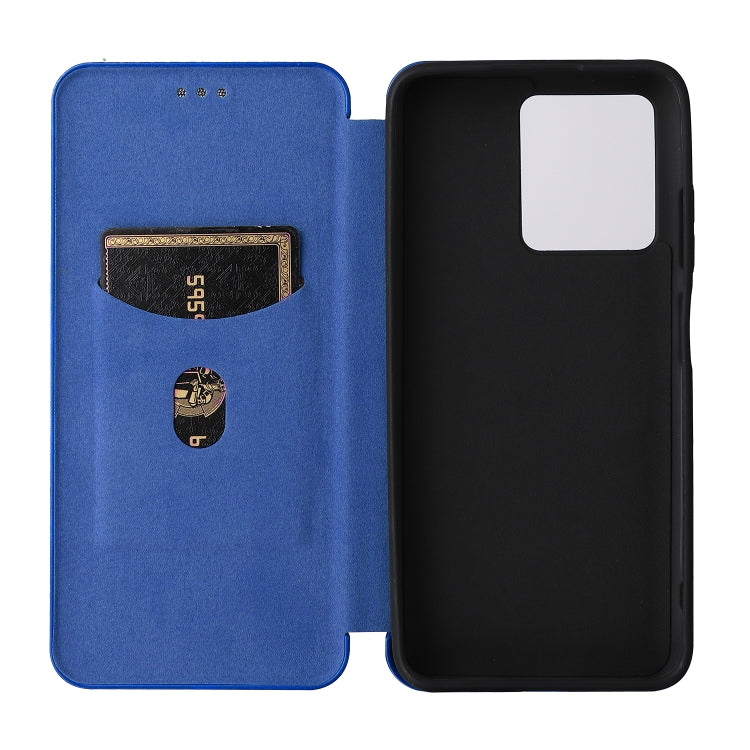 For ZTE Blade V30 Carbon Fiber Texture Horizontal Flip PU Phone Case