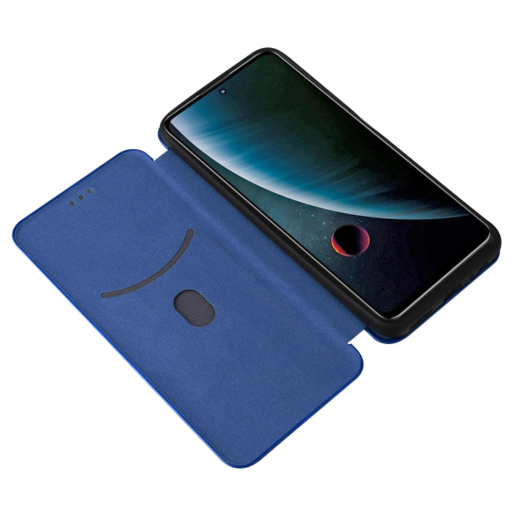 For ZTE Blade V30 Carbon Fiber Texture Horizontal Flip PU Phone Case