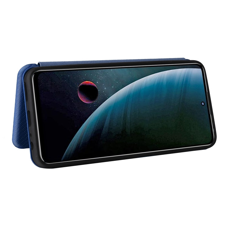 For ZTE Blade V30 Carbon Fiber Texture Horizontal Flip PU Phone Case