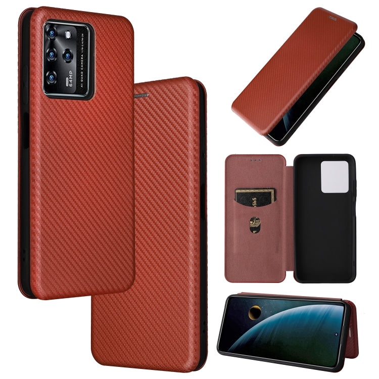 For ZTE Blade V30 Carbon Fiber Texture Horizontal Flip PU Phone Case