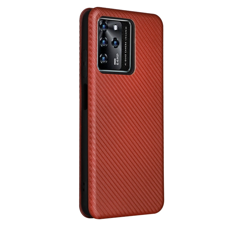 For ZTE Blade V30 Carbon Fiber Texture Horizontal Flip PU Phone Case