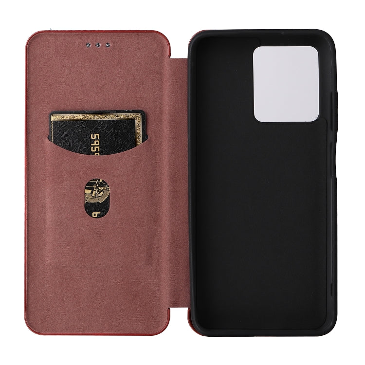 For ZTE Blade V30 Carbon Fiber Texture Horizontal Flip PU Phone Case