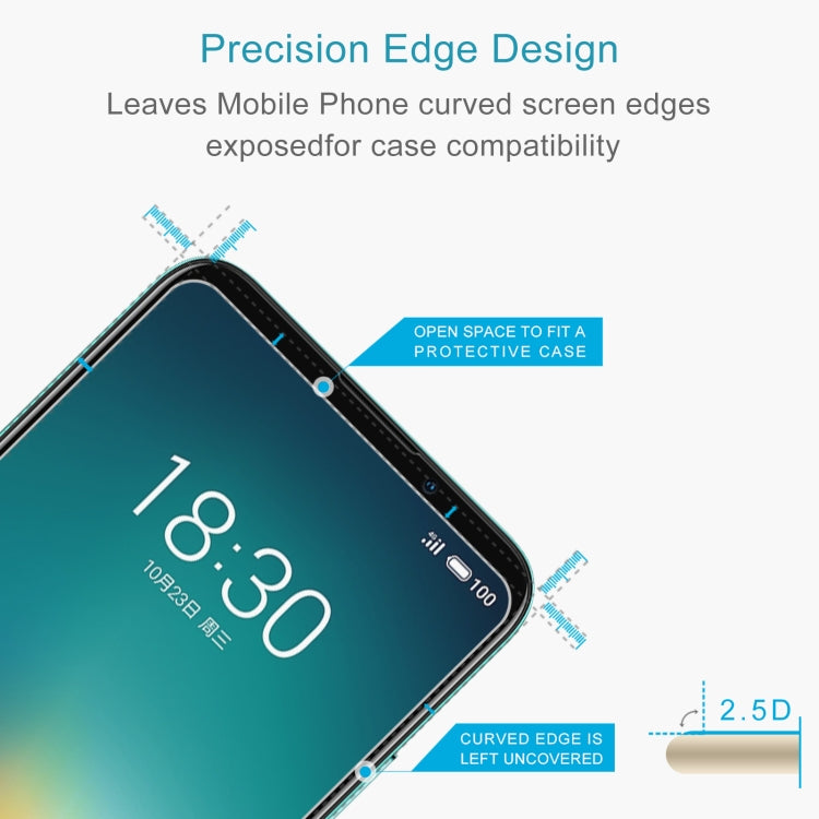 50 PCS 0.26mm 9H 2.5D Tempered Glass Film For Meizu 16T