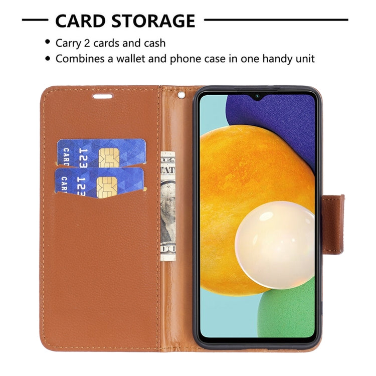 For Samsung Galaxy A13 5G Litchi Texture Pure Color Horizontal Flip Leather Phone Case with Holder & Card Slots & Wallet & Lanyard