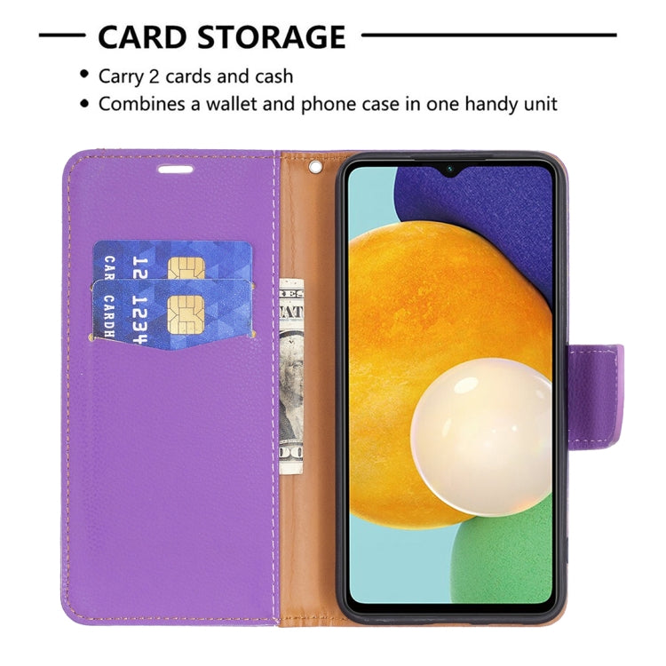 For Samsung Galaxy A13 5G Litchi Texture Pure Color Horizontal Flip Leather Phone Case with Holder & Card Slots & Wallet & Lanyard