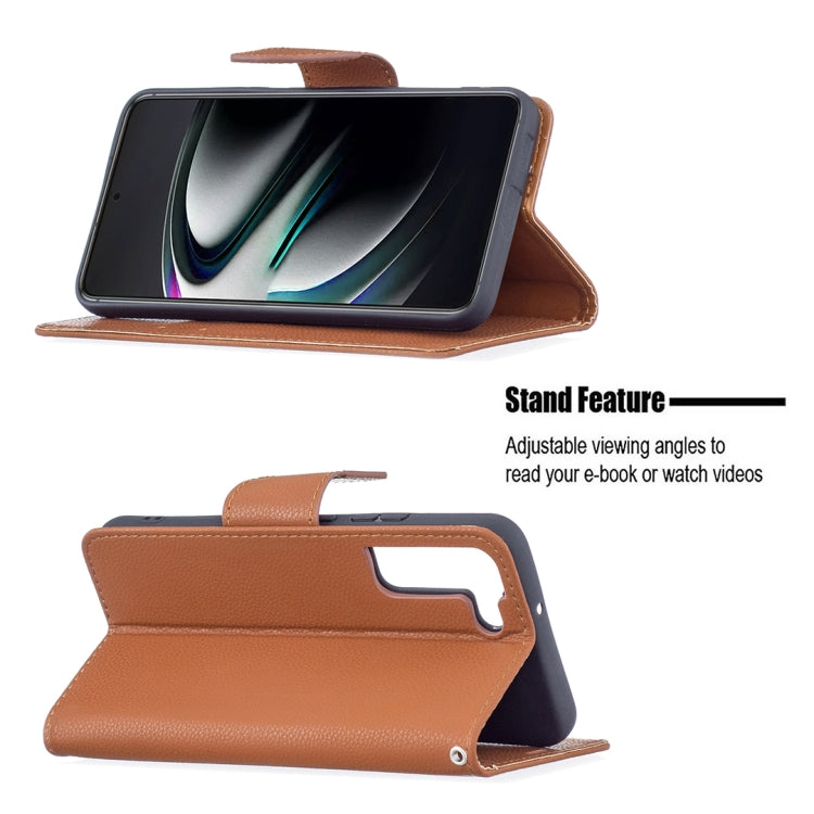 For Samsung Galaxy S22+ 5G Litchi Texture Pure Color Horizontal Flip Leather Phone Case with Holder & Card Slots & Wallet & Lanyard