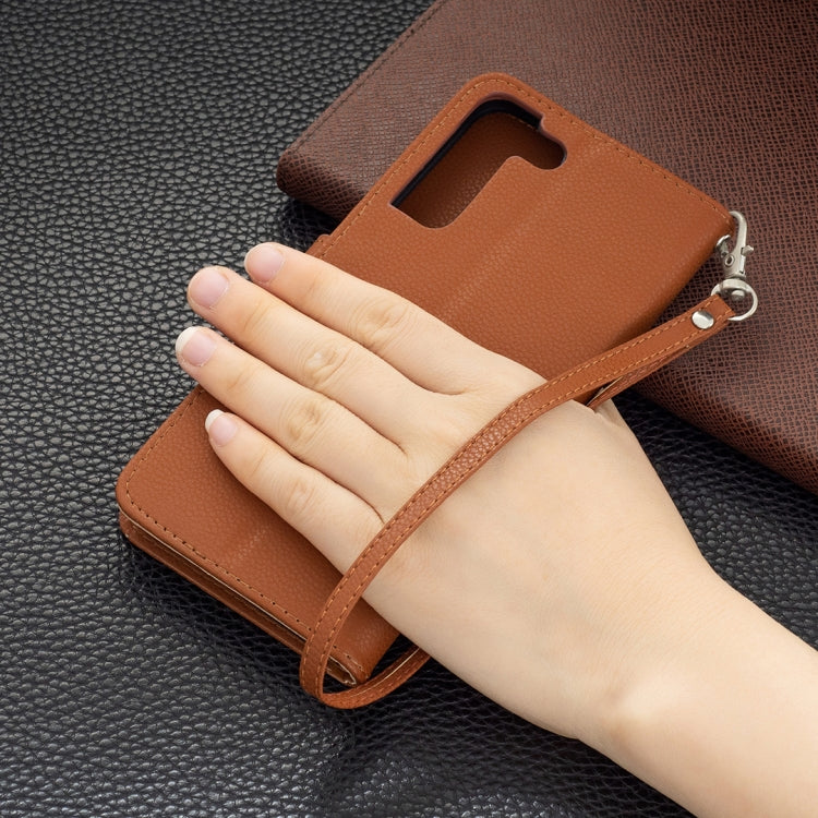 For Samsung Galaxy S22+ 5G Litchi Texture Pure Color Horizontal Flip Leather Phone Case with Holder & Card Slots & Wallet & Lanyard