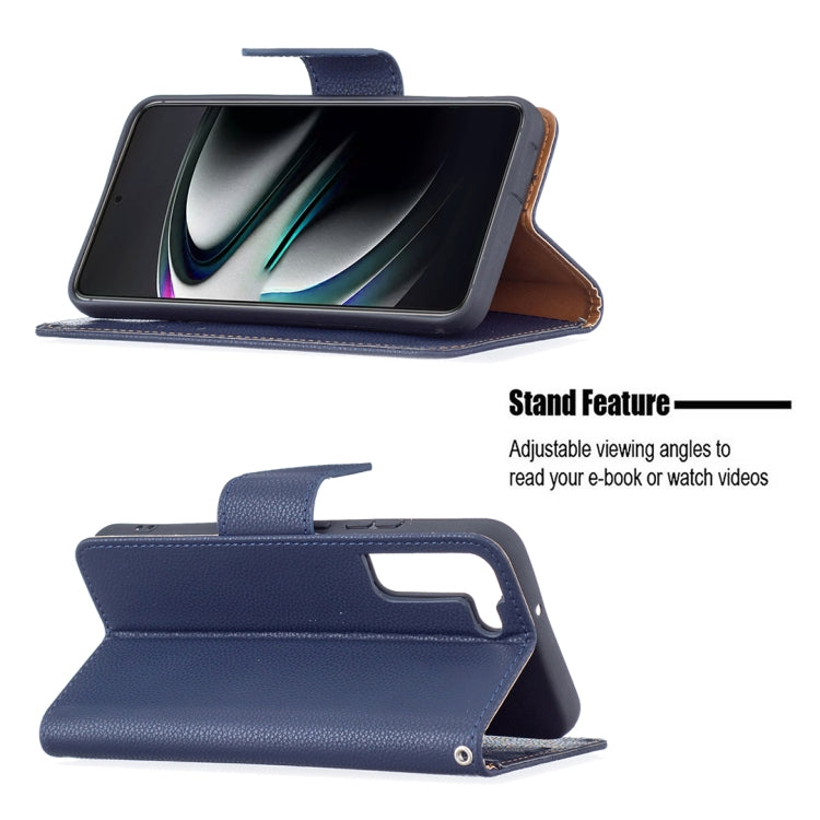 For Samsung Galaxy S22+ 5G Litchi Texture Pure Color Horizontal Flip Leather Phone Case with Holder & Card Slots & Wallet & Lanyard