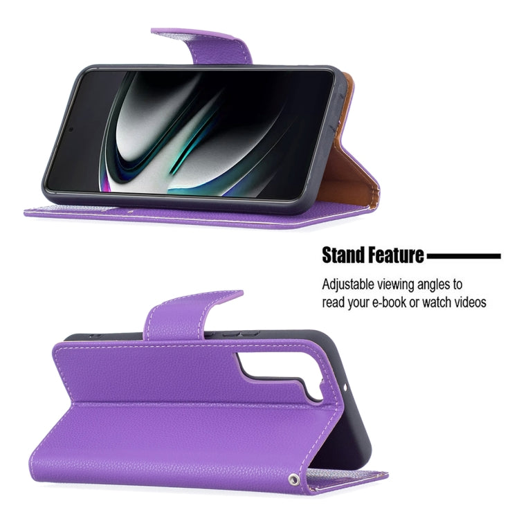For Samsung Galaxy S22+ 5G Litchi Texture Pure Color Horizontal Flip Leather Phone Case with Holder & Card Slots & Wallet & Lanyard