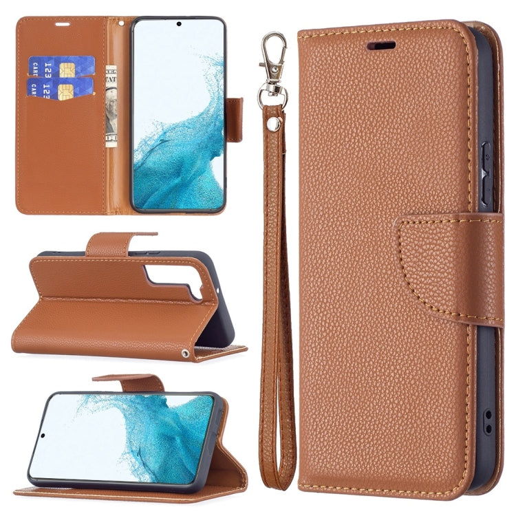 For Samsung Galaxy S22 5G Litchi Texture Pure Color Horizontal Flip Leather Phone Case with Holder & Card Slots & Wallet & Lanyard