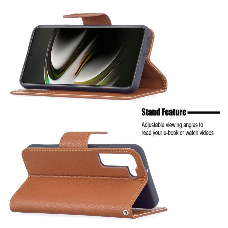 For Samsung Galaxy S22 5G Litchi Texture Pure Color Horizontal Flip Leather Phone Case with Holder & Card Slots & Wallet & Lanyard