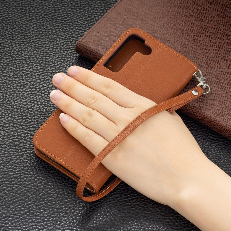 For Samsung Galaxy S22 5G Litchi Texture Pure Color Horizontal Flip Leather Phone Case with Holder & Card Slots & Wallet & Lanyard