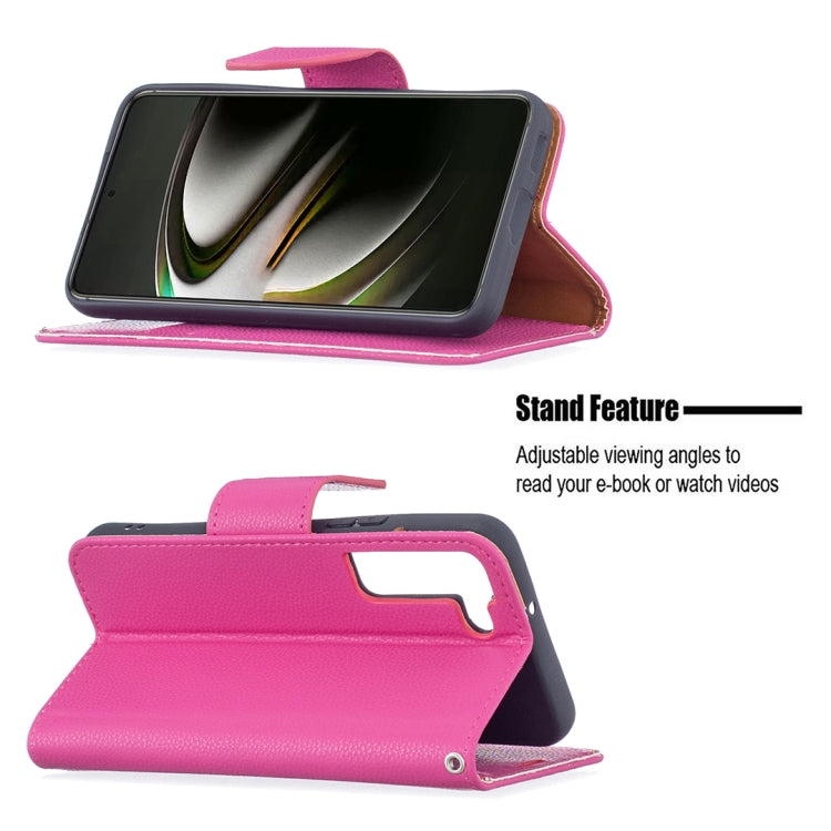 For Samsung Galaxy S22 5G Litchi Texture Pure Color Horizontal Flip Leather Phone Case with Holder & Card Slots & Wallet & Lanyard
