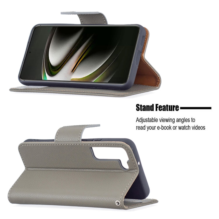 For Samsung Galaxy S22 5G Litchi Texture Pure Color Horizontal Flip Leather Phone Case with Holder & Card Slots & Wallet & Lanyard